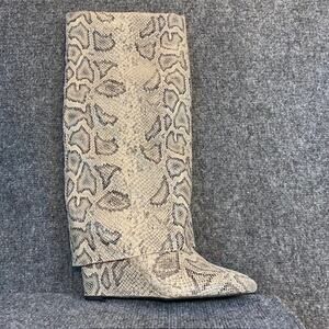 NEW Madden Girl Evander Wedge Heel Fold Over Boots Long cuff Women 6.5 Snake